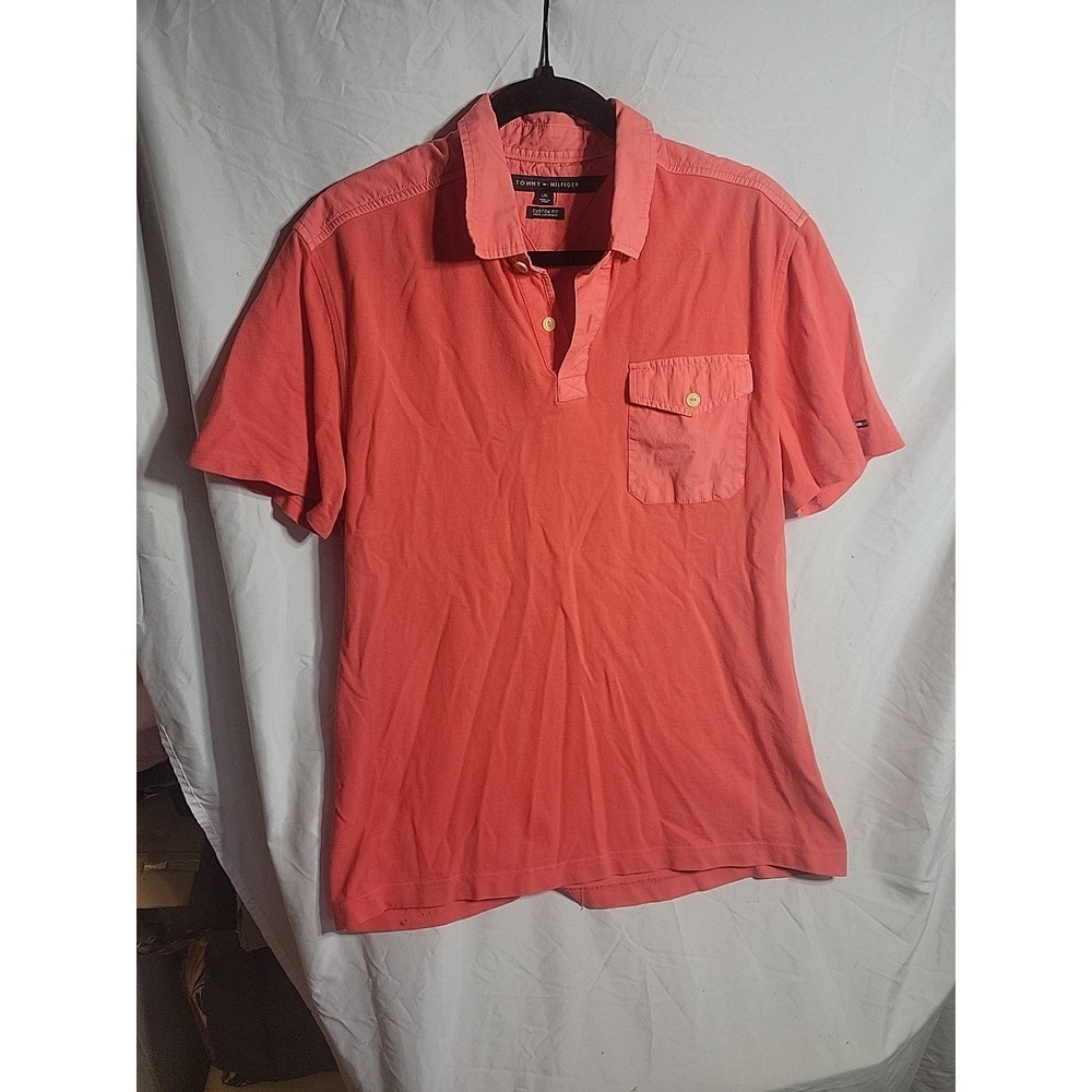 Tommy Hilfiger Mens Stretch Slim Fit Pique Polo Shirt Pink